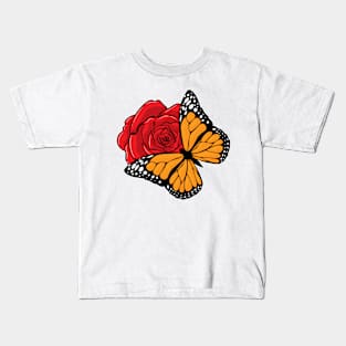 Butterfly with Rose Kids T-Shirt